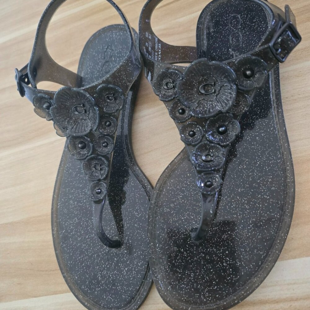 One of a Kind T- Strap COACH TEA ROSE JELLY SANDALS - Size 6